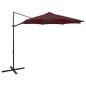 vidaXL Sombrilla voladiza con poste y luces LED burdeos 300 cm vidaXL Sombrilla voladiza con poste y luces LED burdeos 300 cm