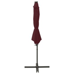 vidaXL Sombrilla voladiza con poste y luces LED burdeos 300 cm