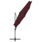 vidaXL Sombrilla voladiza con poste y luces LED burdeos 300 cm vidaXL Sombrilla voladiza con poste y luces LED burdeos 300 cm