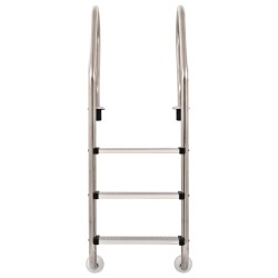 vidaXL Escalera de piscina 3 peldaños acero inoxidable 304 120 cm