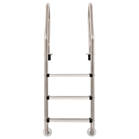vidaXL Escalera de piscina 3 peldaños acero inoxidable 304 120 cm