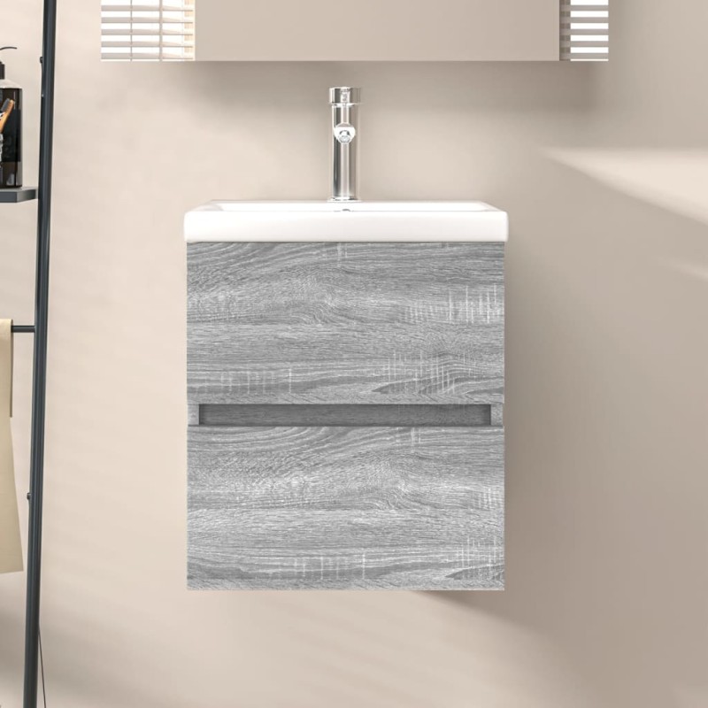 vidaXL Mueble de lavabo madera contrachapada gris Sonoma 41x38,5x45 cm vidaXL Mueble de lavabo madera contrachapada gris Sonoma 41x38,5x45 cm