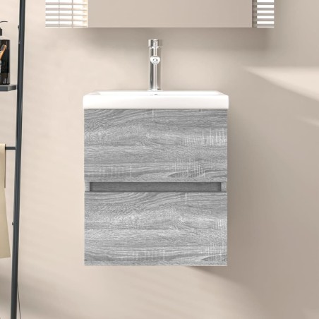vidaXL Mueble de lavabo madera contrachapada gris Sonoma 41x38,5x45 cm