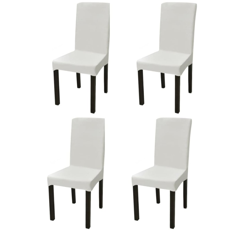 vidaXL Funda de silla elástica recta 4 unidades crema vidaXL Funda de silla elástica recta 4 unidades crema