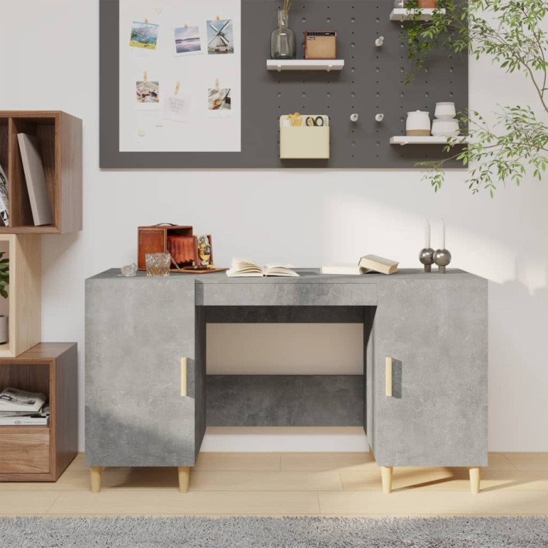 vidaXL Escritorio de madera contrachapada gris hormigón 140x50x75 cm vidaXL Escritorio de madera contrachapada gris hormigón 140x50x75 cm