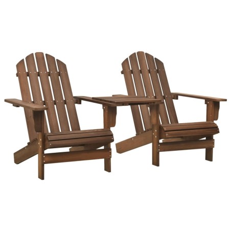 vidaXL Silla jardín Adirondack y mesita madera maciza de abeto marrón