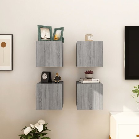 vidaXL Muebles para TV de pared 4 uds gris Sonoma 30,5x30x30 cm