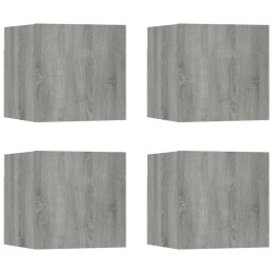 vidaXL Muebles para TV de pared 4 uds gris Sonoma 30,5x30x30 cm