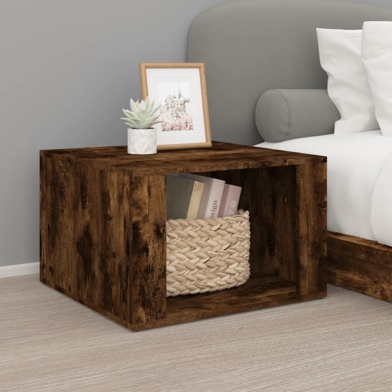 vidaXL Mesita de noche madera contrachapada roble ahumado 57x55x36 cm vidaXL Mesita de noche madera contrachapada roble ahumado 57x55x36 cm