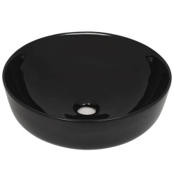 vidaXL Lavabo redondo de cerámica negro 41,5x13,5 cm