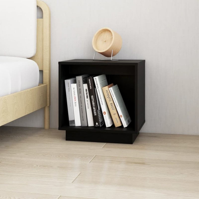 vidaXL Mesita de noche de madera maciza de pino negro 40x30x40 cm vidaXL Mesita de noche de madera maciza de pino negro 40x30x40 cm