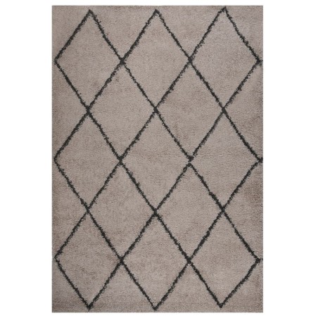 vidaXL Alfombra de pelo largo beige y gris antracita 160x230 cm