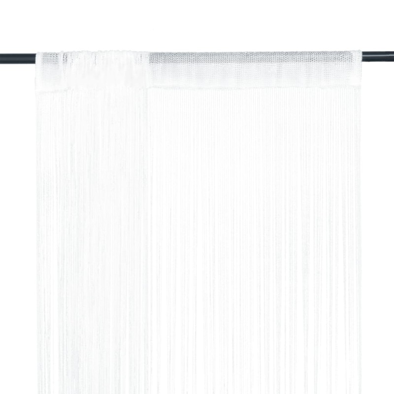 vidaXL Cortinas de flecos 2 piezas 100x250 cm blancas vidaXL Cortinas de flecos 2 piezas 100x250 cm blancas