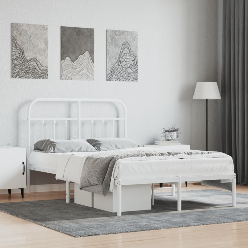 vidaXL Estructura de cama de metal con cabecero blanca 120x190 cm vidaXL Estructura de cama de metal con cabecero blanca 120x190 cm