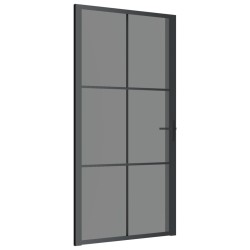 vidaXL Puerta interior vidrio EGS y aluminio negro 102,5x201,5 cm