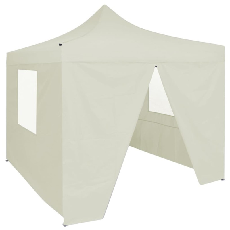 vidaXL Carpa plegable profesional con 4 paredes acero color crema 2x2m vidaXL Carpa plegable profesional con 4 paredes acero color crema 2x2m