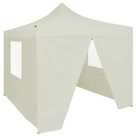 vidaXL Carpa plegable profesional con 4 paredes acero color crema 2x2m