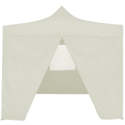 vidaXL Carpa plegable profesional con 4 paredes acero color crema 2x2m
