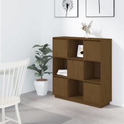 vidaXL Aparador alto madera maciza de pino marrón miel 110,5x35x117 cm