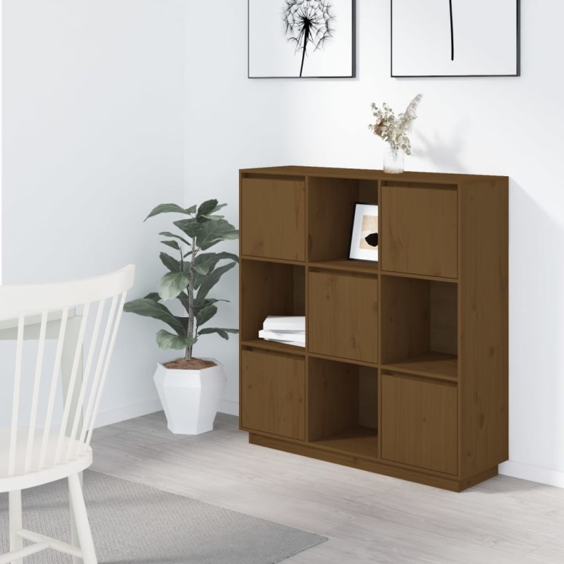 vidaXL Aparador alto madera maciza de pino marrón miel 110,5x35x117 cm vidaXL Aparador alto madera maciza de pino marrón miel 110,5x35x117 cm