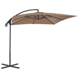 vidaXL Sombrilla voladiza con palo de acero 250x250 cm gris topo