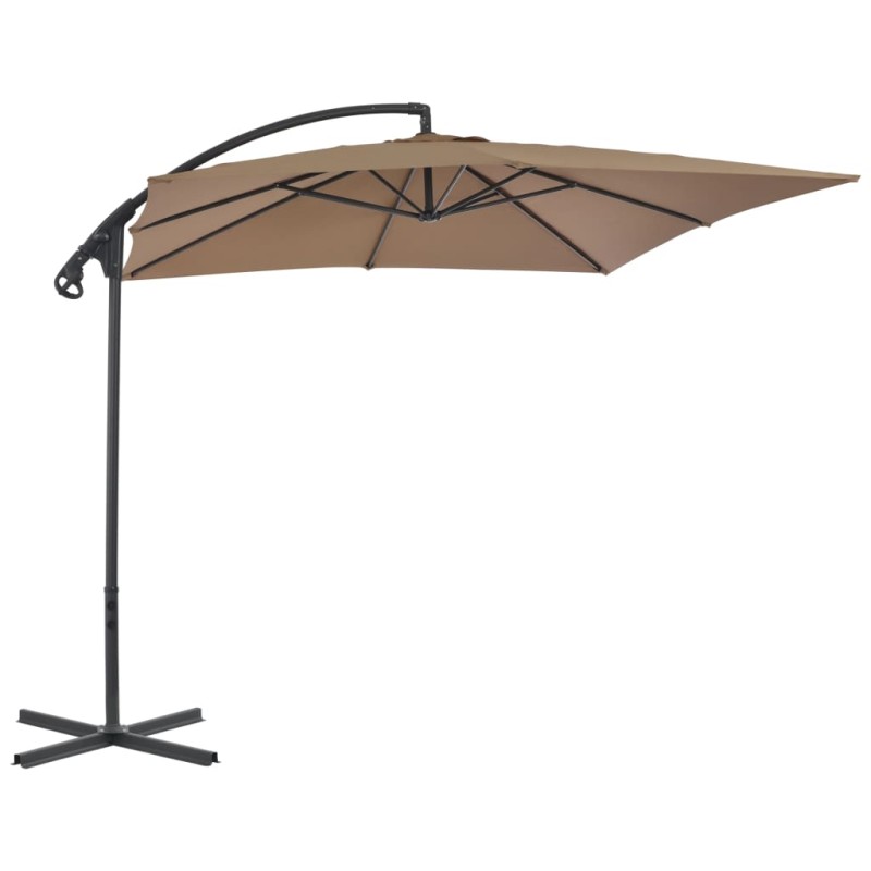 vidaXL Sombrilla voladiza con palo de acero 250x250 cm gris topo vidaXL Sombrilla voladiza con palo de acero 250x250 cm gris topo
