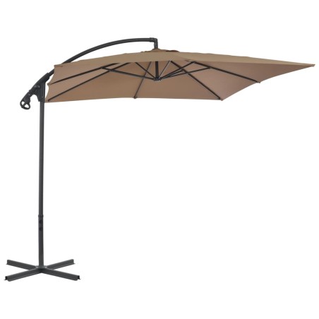 vidaXL Sombrilla voladiza con palo de acero 250x250 cm gris topo