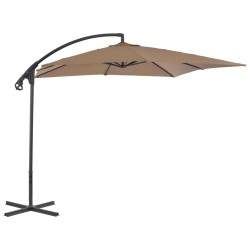 vidaXL Sombrilla voladiza con palo de acero 250x250 cm gris topo