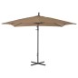 vidaXL Sombrilla voladiza con palo de acero 250x250 cm gris topo vidaXL Sombrilla voladiza con palo de acero 250x250 cm gris topo
