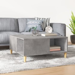 vidaXL Mesa de centro madera contrachapada gris hormigón 80x80x36,5 cm