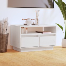 vidaXL Mueble de TV de madera maciza de pino blanco 60x35x37 cm
