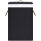 vidaXL Cesto de la ropa sucia de bambú 2 secciones negro 72 l