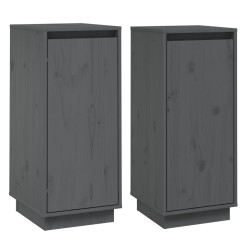 vidaXL Aparador 2 uds madera maciza de pino gris 31,5x34x75 cm
