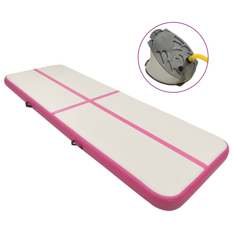 vidaXL Esterilla inflable de gimnasia con bomba PVC rosa 400x100x20 cm