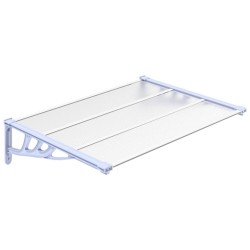 vidaXL Marquesina puerta policarbonato gris y transparente 122x90 cm