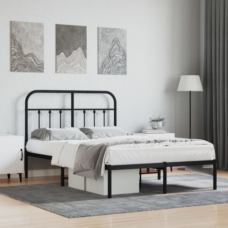 vidaXL Estructura de cama con cabecero metal negro 120x200 cm vidaXL Estructura de cama con cabecero metal negro 120x200 cm