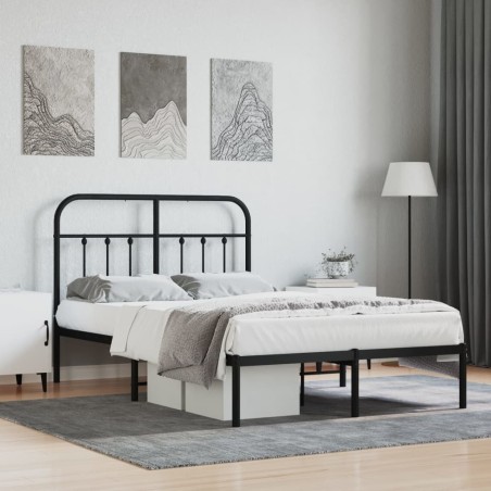 vidaXL Estructura de cama con cabecero metal negro 120x200 cm