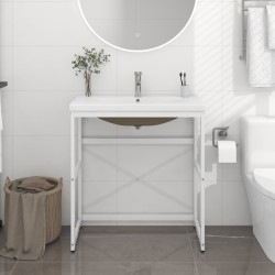 vidaXL Estructura de baño con lavabo incorporado hierro blanco