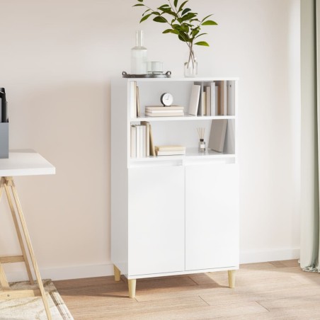 vidaXL Aparador alto madera contrachapada blanco brillo 60x36x110 cm