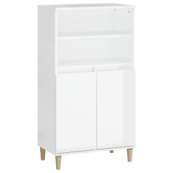 vidaXL Aparador alto madera contrachapada blanco brillo 60x36x110 cm