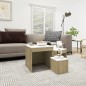 vidaXL Mesas apilables 3 pzas madera contrachapada blanco roble Sonoma