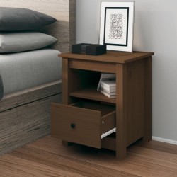 vidaXL Mesita de noche madera maciza de pino marrón miel 40x35x49 cm