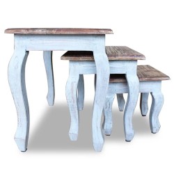 vidaXL Set de 3 mesitas apilables de madera maciza reciclada