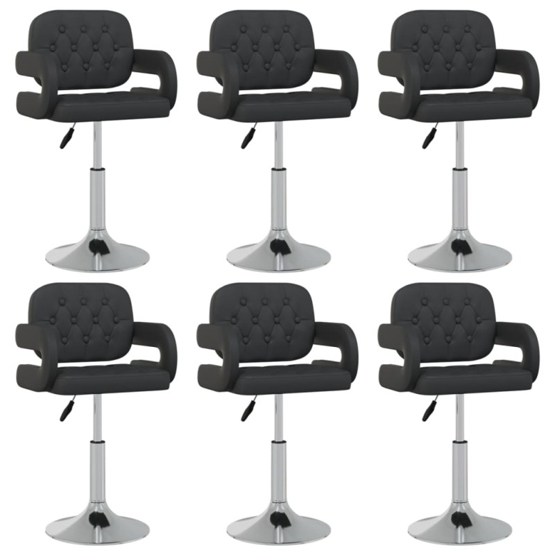 vidaXL Sillas de comedor giratorias 6 unidades cuero sintético negro vidaXL Sillas de comedor giratorias 6 unidades cuero sintético negro