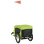 vidaXL Remolque de bicicleta mascotas hierro tela Oxford verde negro