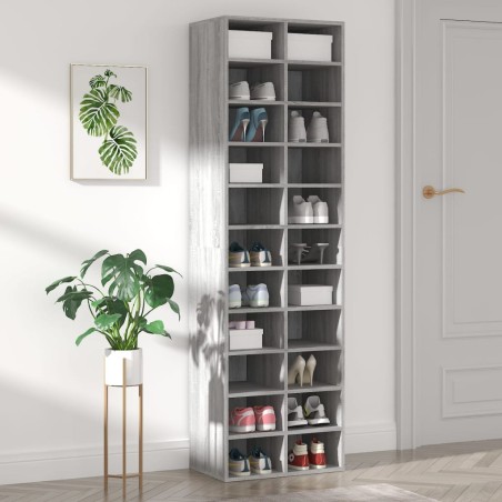 vidaXL Zapatero de madera contrachapada gris Sonoma 54x34x183 cm