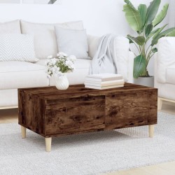 vidaXL Mesa de centro madera contrachapada roble ahumado 90x50x36,5 cm
