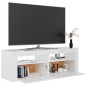 vidaXL Mueble de TV con luces LED blanco brillante 120x35x40 cm vidaXL Mueble de TV con luces LED blanco brillante 120x35x40 cm