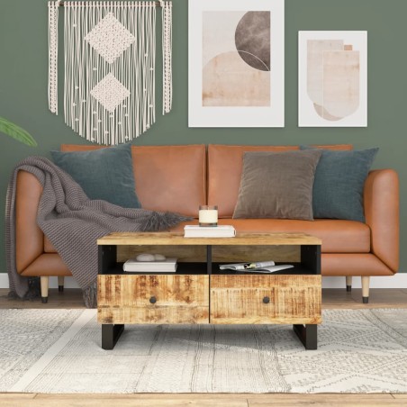 vidaXL Mesa de centro madera maciza mango y contrachapada 80x54x40 cm