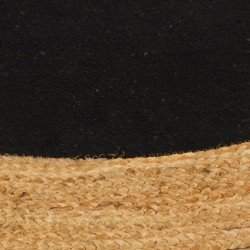 vidaXL Alfombra trenzada yute y algodón redonda negra y natural 90 cm